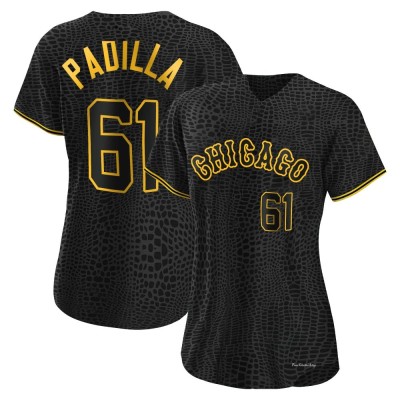 Women's Nicholas Padilla Chicago White Sox Replica Black Snake Skin City Jersey