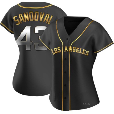 Women's Patrick Sandoval Los Angeles Angels Replica Black Golden Alternate Jersey