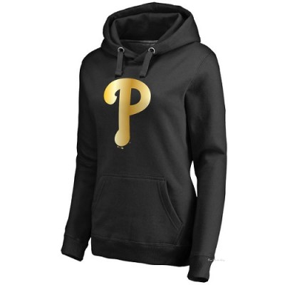 Women's Philadelphia Phillies Gold Collection Pullover Hoodie - Black