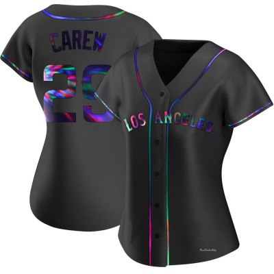 Women's Rod Carew Los Angeles Angels Replica Black Holographic Alternate Jersey