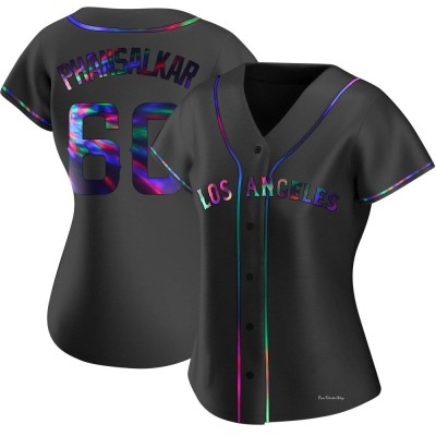 Women's Roman Phansalkar Los Angeles Angels Replica Black Holographic Alternate Jersey