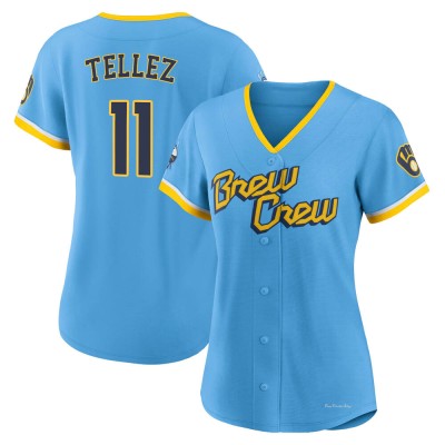 Women's Rowdy Tellez Milwaukee Brewers Authentic Blue Powder 2022 City Connect Jersey