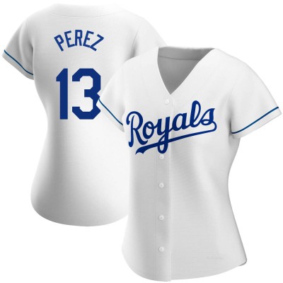 Women's Salvador Perez Kansas City Royals Authentic White Home Jersey