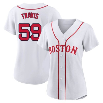 Women's Sam Travis Boston Red Sox Authentic White 2021 Patriots' Day Jersey