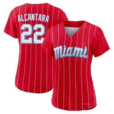 Women's Sandy Alcantara Miami Marlins Authentic Red 2021 City Connect Jersey