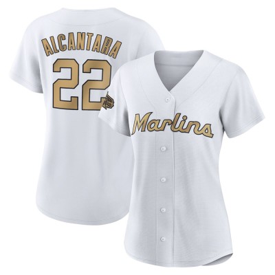 Women's Sandy Alcantara Miami Marlins Game White Replica 2022 All-Star Jersey