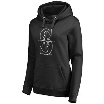 Women's Seattle Mariners Black Platinum Collection Pullover Hoodie -