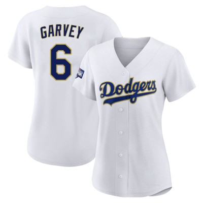 Women's Steve Garvey Los Angeles Dodgers Authentic White/Gold 2021 Gold Program Player Jersey