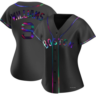 Women's Ted Williams Boston Red Sox Replica Black Holographic Alternate Jersey