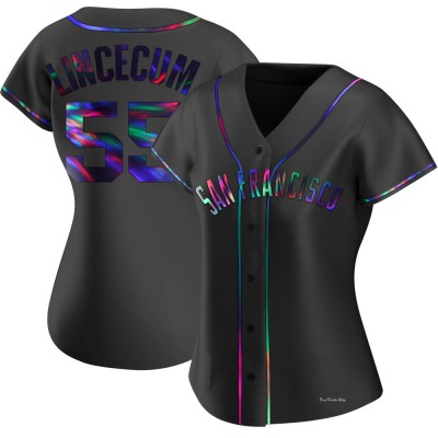 Women's Tim Lincecum San Francisco Giants Replica Black Holographic Alternate Jersey