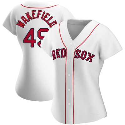 Women's Tim Wakefield Boston Red Sox Authentic White Home Jersey