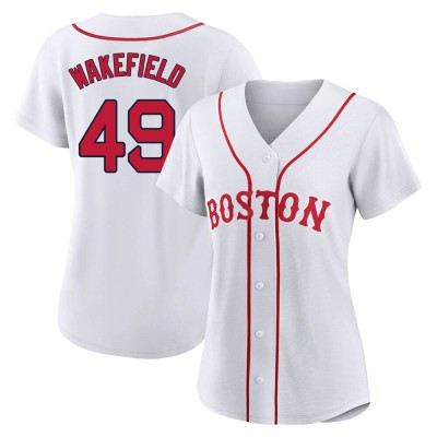 Women's Tim Wakefield Boston Red Sox Replica White 2021 Patriots' Day Jersey