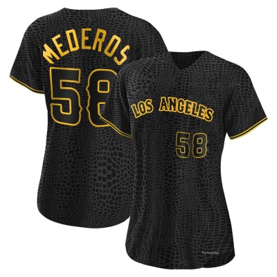 Women's Victor Mederos Los Angeles Angels Authentic Black Snake Skin City Jersey