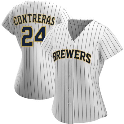 Women's William Contreras Milwaukee Brewers Authentic White/Navy Alternate Jersey