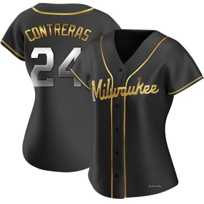 Women's William Contreras Milwaukee Brewers Replica Black Golden Alternate Jersey