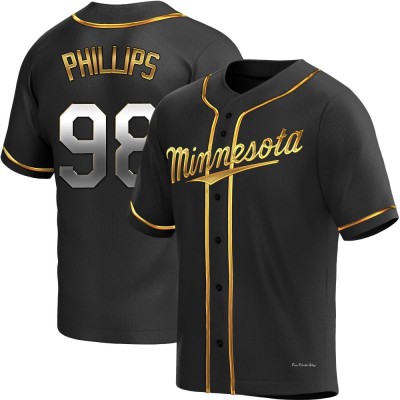 Youth Alex Phillips Minnesota Twins Replica Black Golden Alternate Jersey