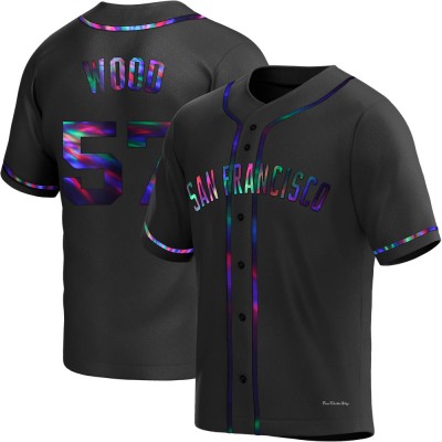 Youth Alex Wood San Francisco Giants Replica Black Holographic Alternate Jersey