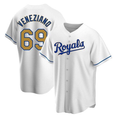 Youth Anthony Veneziano Kansas City Royals Replica Gold White Home Jersey