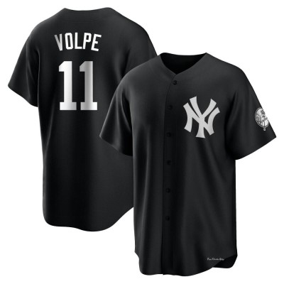 Youth Anthony Volpe New York Yankees Replica Black/White Jersey