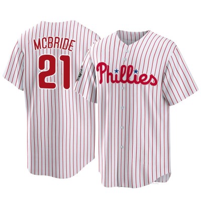 Youth Bake Mcbride Philadelphia Phillies Replica White 2022 World Series Home Jersey