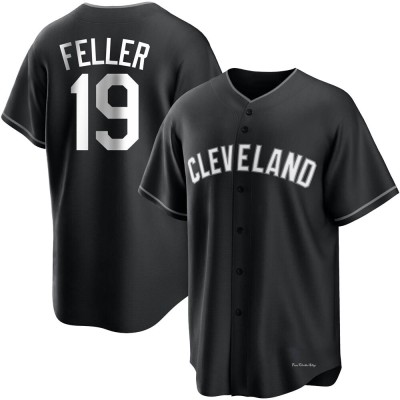 Youth Bob Feller Cleveland Guardians Replica Black/White Jersey