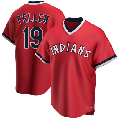 Youth Bob Feller Cleveland Guardians Replica Red Road Cooperstown Collection Jersey