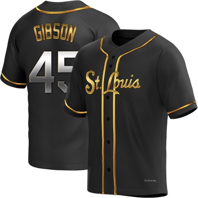 Youth Bob Gibson St. Louis Cardinals Replica Black Golden Alternate Jersey