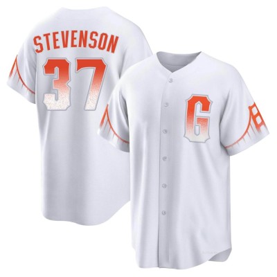 Youth Cal Stevenson San Francisco Giants Replica White 2021 City Connect Jersey