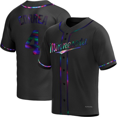 Youth Carlos Correa Minnesota Twins Replica Black Holographic Alternate Jersey