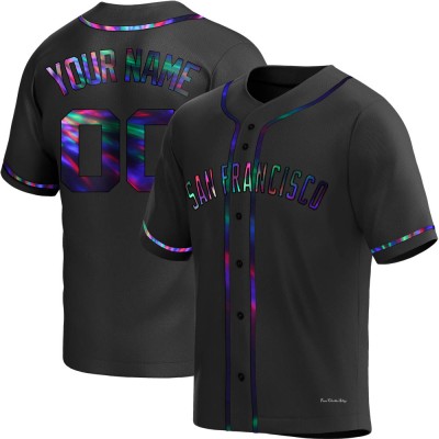 Youth Custom San Francisco Giants Replica Black Holographic Alternate Jersey