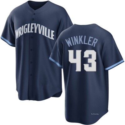 Youth Dan Winkler Chicago Cubs Replica Navy 2021 City Connect Jersey