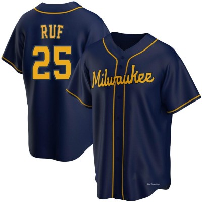 Youth Darin Ruf Milwaukee Brewers Replica Navy Alternate Jersey