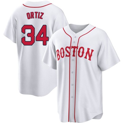 Youth David Ortiz Boston Red Sox Replica White 2021 Patriots' Day Jersey