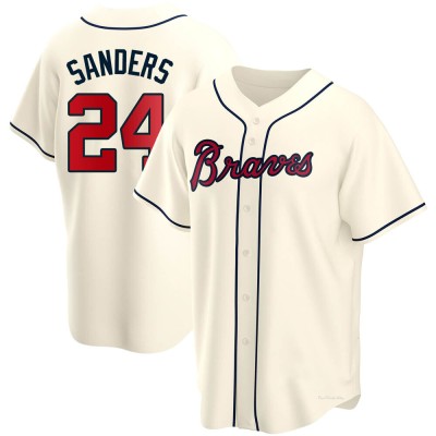 Youth Deion Sanders Atlanta Braves Replica Cream Alternate Jersey