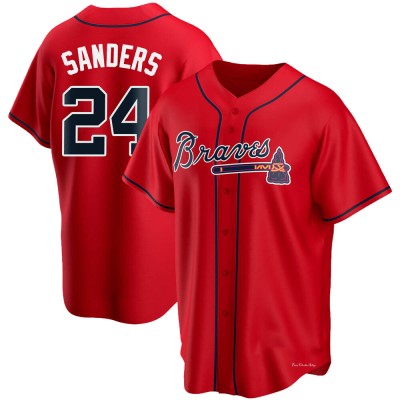 Youth Deion Sanders Atlanta Braves Replica Red Alternate Jersey