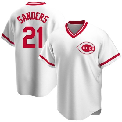 Youth Deion Sanders Cincinnati Reds Replica White Home Cooperstown Collection Jersey