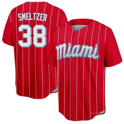 Youth Devin Smeltzer Miami Marlins Replica Red 2021 City Connect Jersey