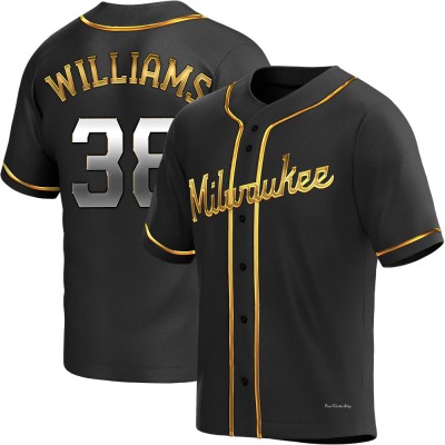 Youth Devin Williams Milwaukee Brewers Replica Black Golden Alternate Jersey