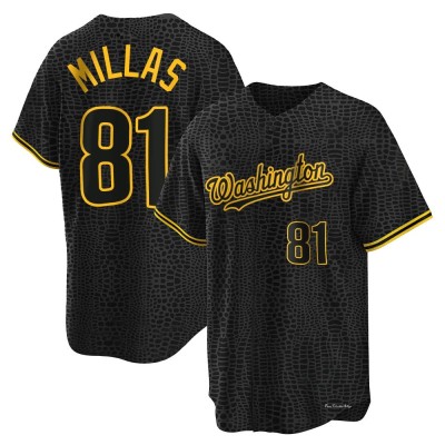 Youth Drew Millas Washington Nationals Replica Black Snake Skin City Jersey