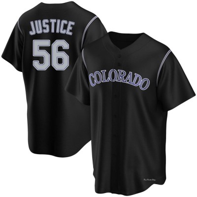 Youth Evan Justice Colorado Rockies Replica Black Alternate Jersey