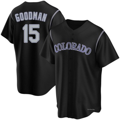 Youth Hunter Goodman Colorado Rockies Replica Black Alternate Jersey