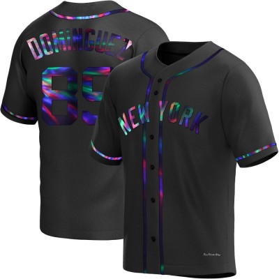 Youth Jasson Dominguez New York Yankees Replica Black Holographic Alternate Jersey