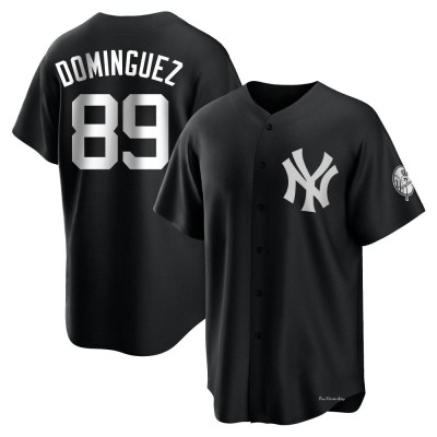 Youth Jasson Dominguez New York Yankees Replica Black/White Jersey