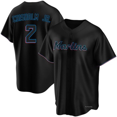 Youth Jazz Chisholm Jr. Miami Marlins Replica Black Alternate Jersey