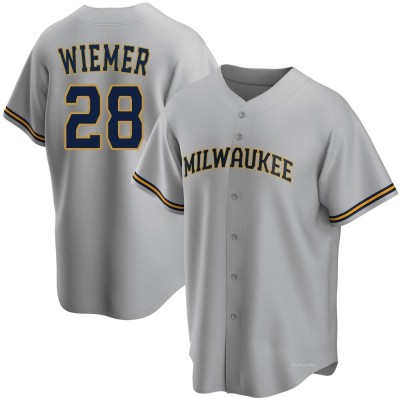 Youth Joey Wiemer Milwaukee Brewers Replica Gray Road Jersey