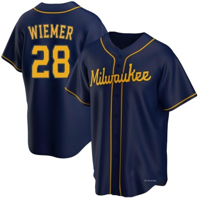 Youth Joey Wiemer Milwaukee Brewers Replica Navy Alternate Jersey