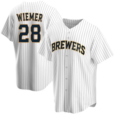 Youth Joey Wiemer Milwaukee Brewers Replica White Home Jersey