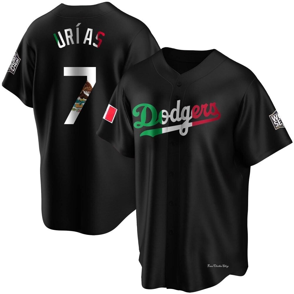 Youth Julio Urias Los Angeles Dodgers Replica Black Mexican Flag Jersey