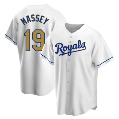 Youth Michael Massey Kansas City Royals Replica Gold White Home Jersey