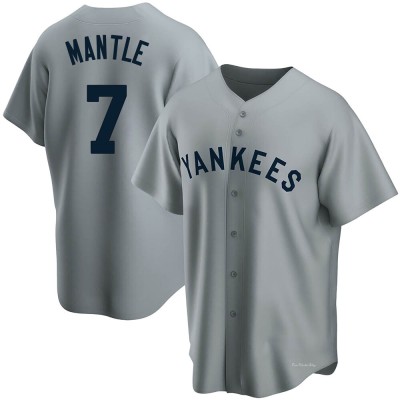 Youth Mickey Mantle New York Yankees Replica Gray Road Cooperstown Collection Jersey